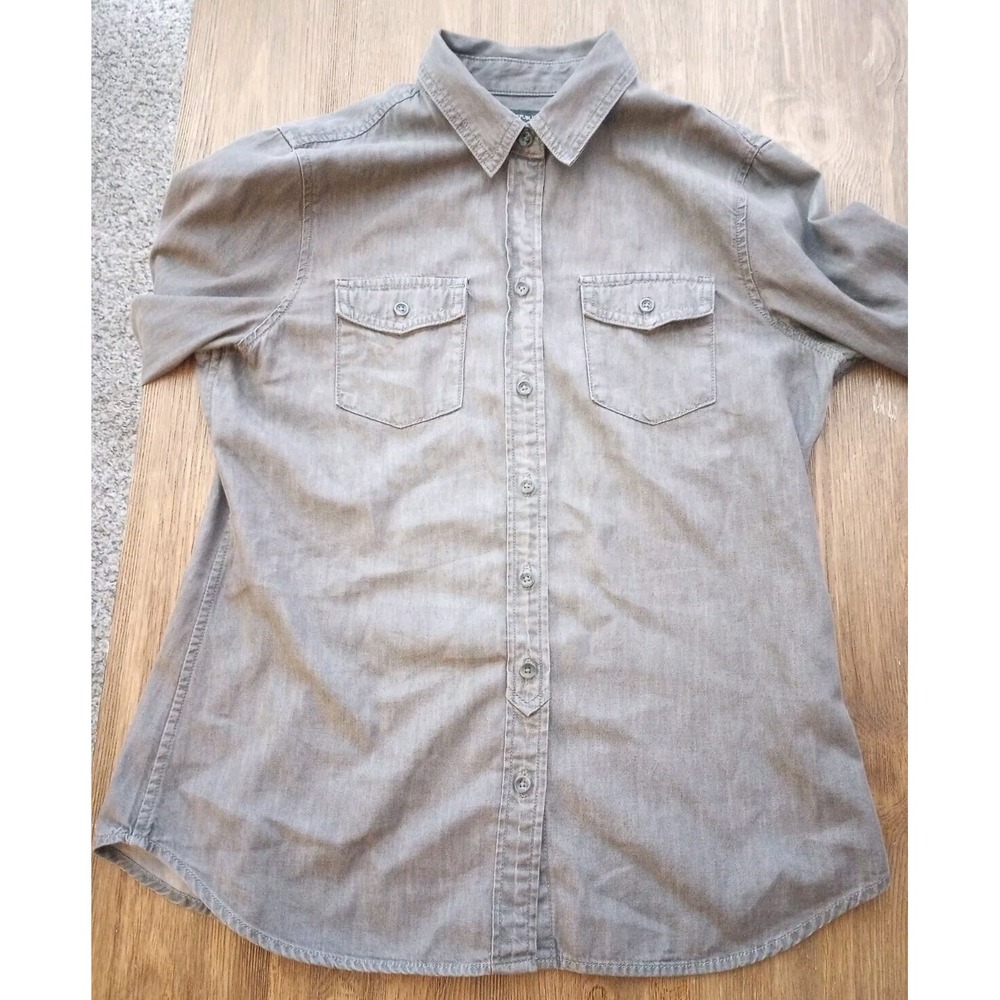 J Crew Button Up Pocket Dark Gray Casual Long Sleeve Men's‎ Shirt Size Medium